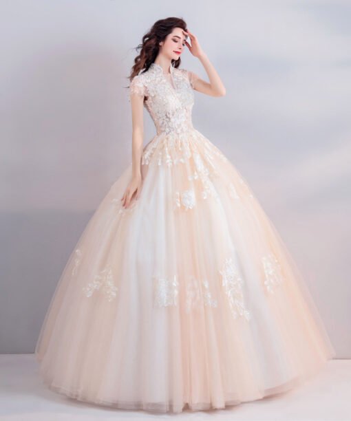 high neck wedding dress 0915-06