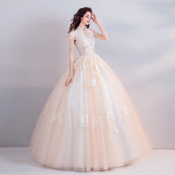 high neck wedding dress 0915-06