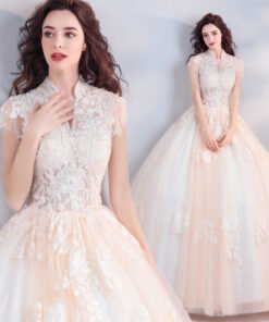 high neck wedding dress 0915-07