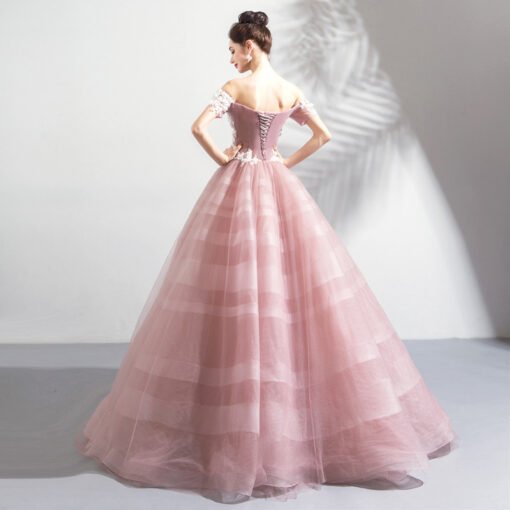 pink ball gown wedding dress 0906-07