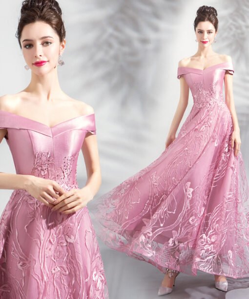 pink long prom dress 0908-08