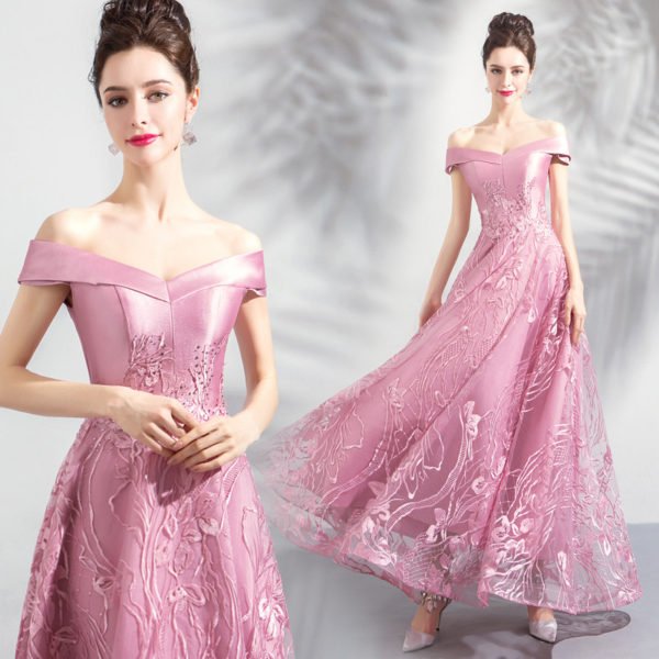 pink long prom dress 0908-08
