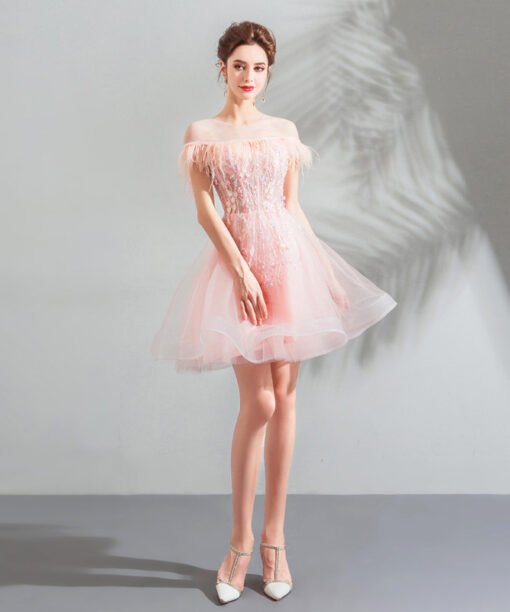 pink short prom dress 0916-06