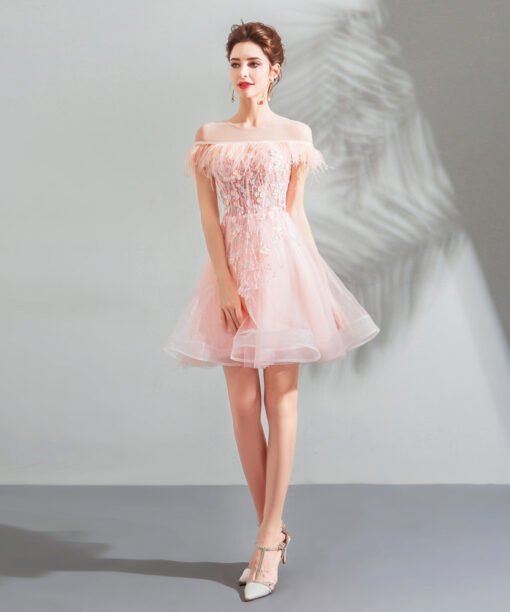 pink short prom dress 0916-08