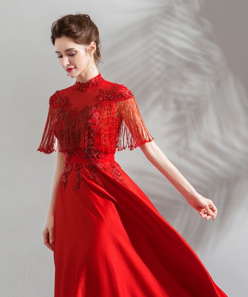 red crystal prom dress 0909-07