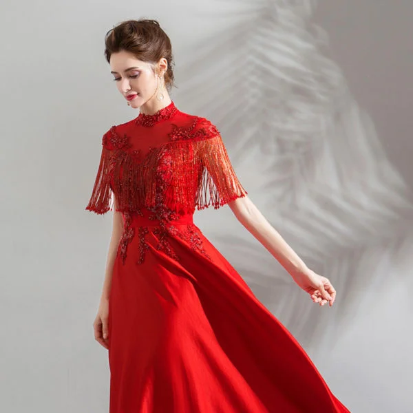 red crystal prom dress 0909-07