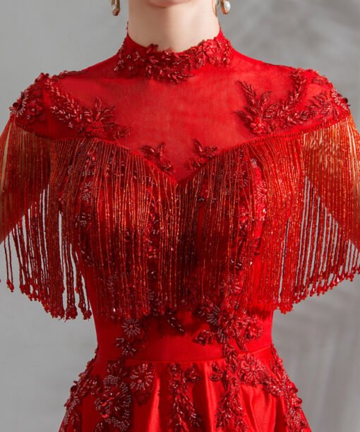 red crystal prom dress 0909-09