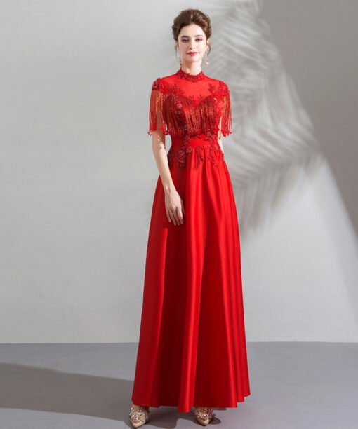 red crystal prom dress 0909-10