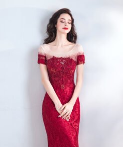 red mermaid evening dress 0905-03