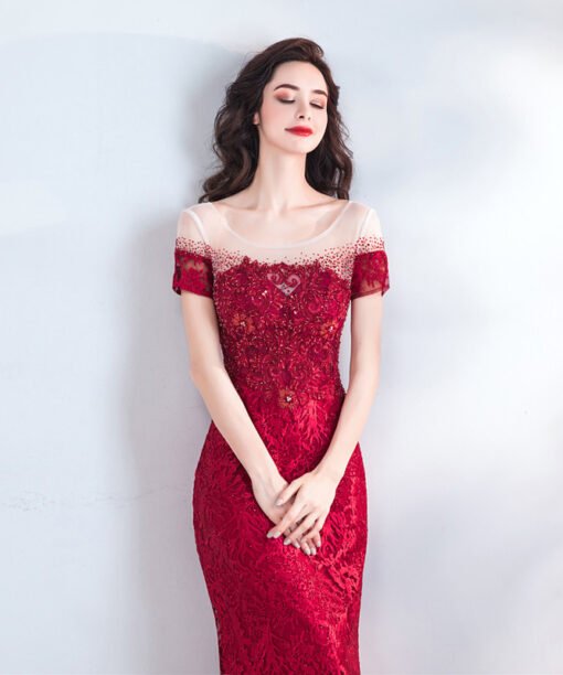 red mermaid evening dress 0905-03