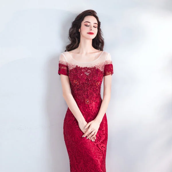 red mermaid evening dress 0905-03