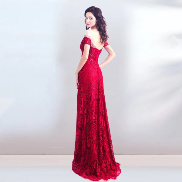 red mermaid evening dress 0905-04