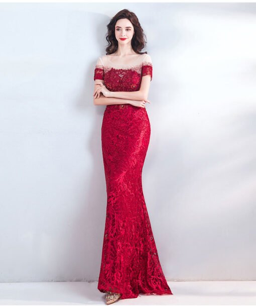 red mermaid evening dress 0905-05
