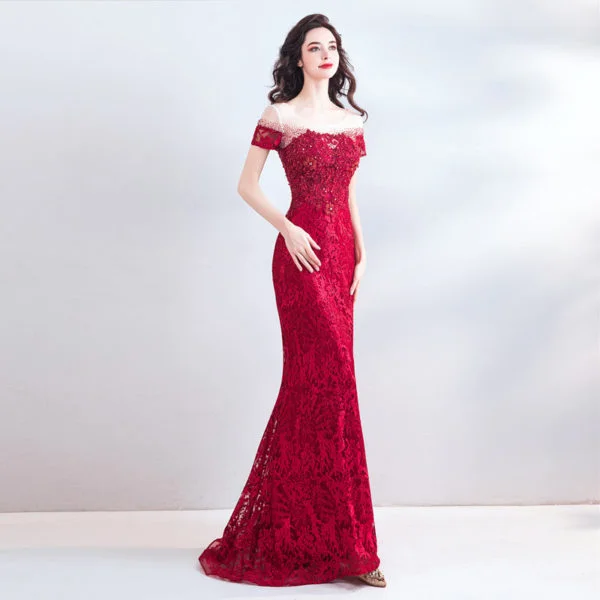 red mermaid evening dress 0905-06