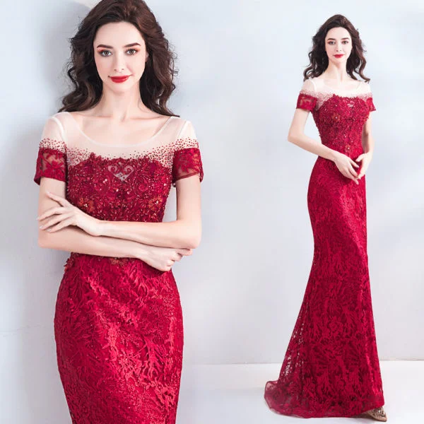 red mermaid evening dress 0905-07