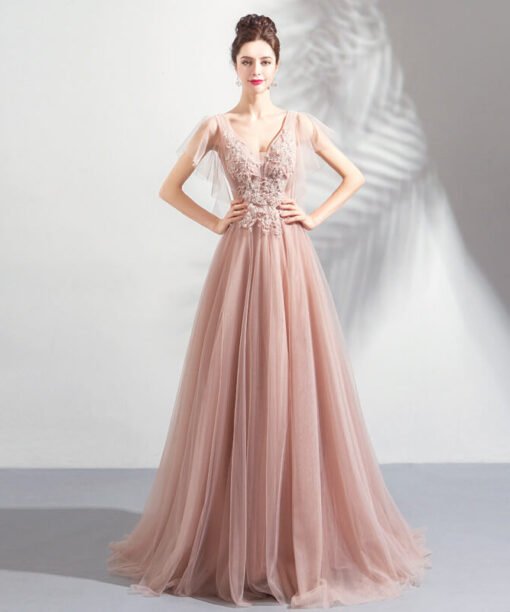 v neck prom dress 0921-08