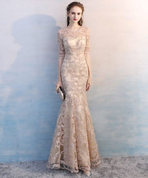 champagne evening dress-0926-01
