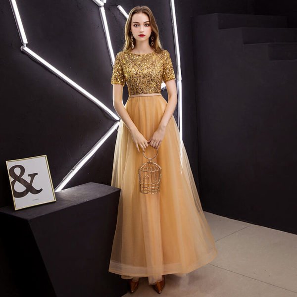 gold long dress with sleeves-0932-03