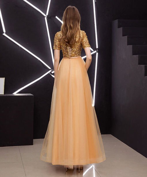 gold long dress with sleeves-0932-04