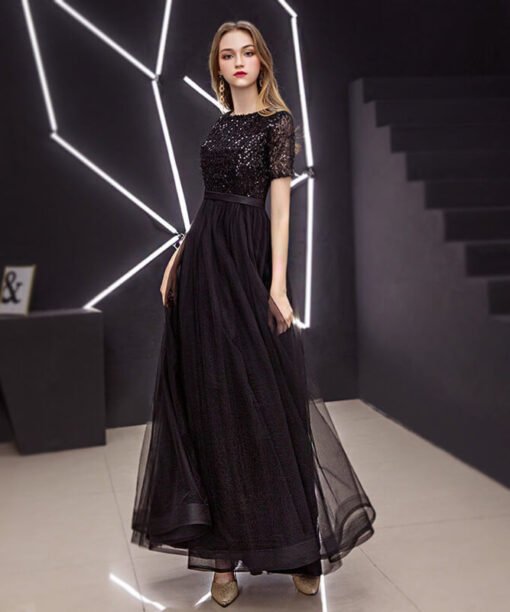 gold long dress with sleeves-0932-05