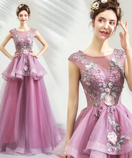 purple prom dress a line-0938-04