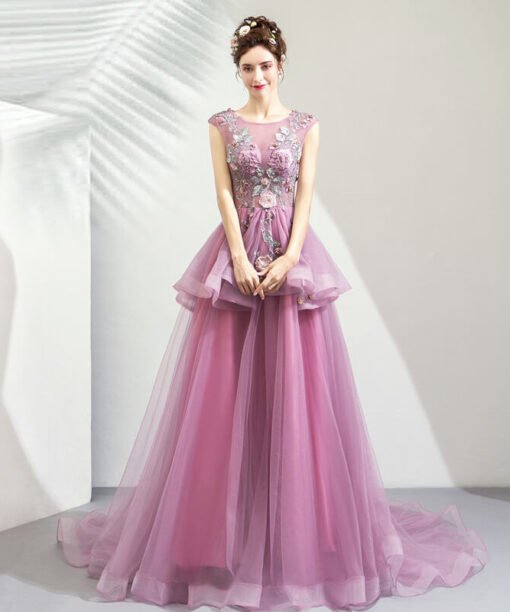purple prom dress a line-0938-05