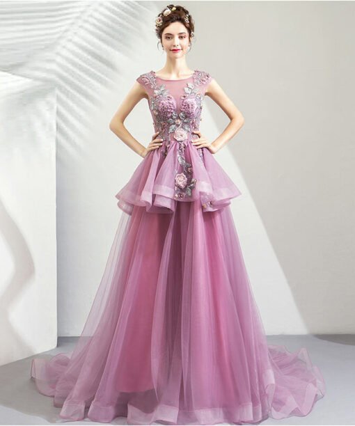 purple prom dress a line-0938-06