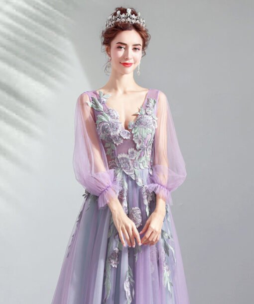 v neck a line dress-942-02