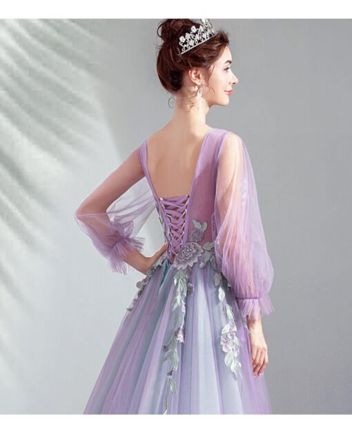 v neck a line dress-942-04