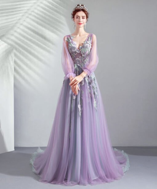 v neck a line dress-942-05