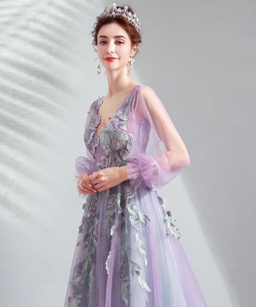 v neck a line dress-942-08