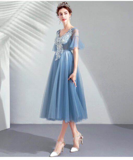blue tea length dress-952-05