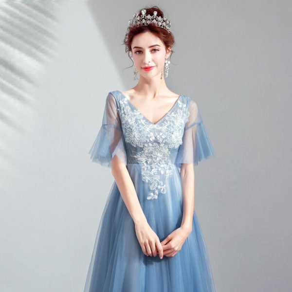 blue tea length dress-952-07
