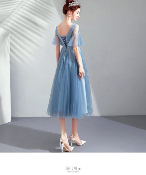 blue tea length dress-952-08