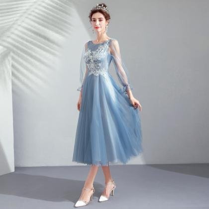 long sleeve tea length bridesmaid dresses