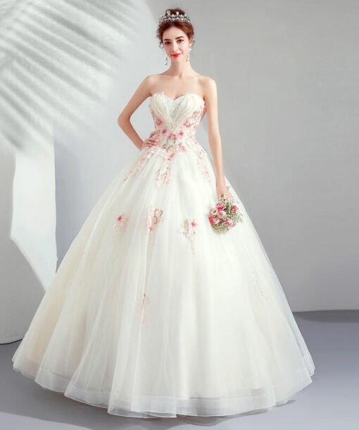 white wedding dress with pink-954-04