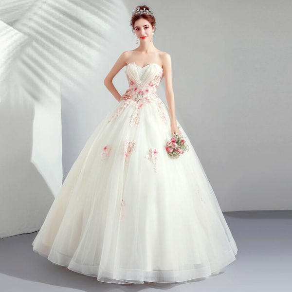 white wedding dress with pink-954-04