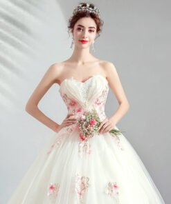 white wedding dress with pink-954-06