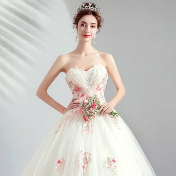 white wedding dress with pink-954-06