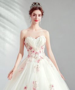 white wedding dress with pink-954-07