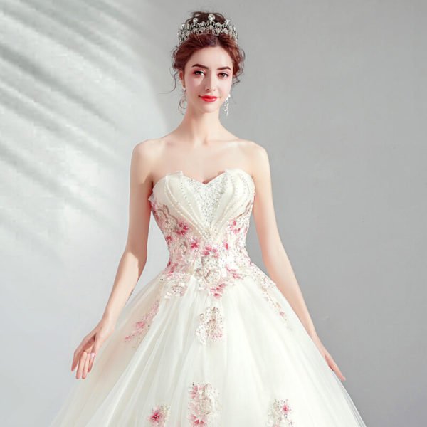 white wedding dress with pink-954-07