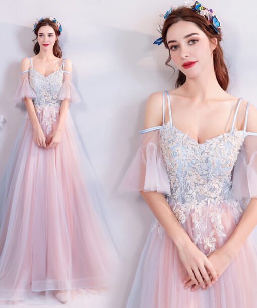 Spaghetti Strap pink dress 963-04