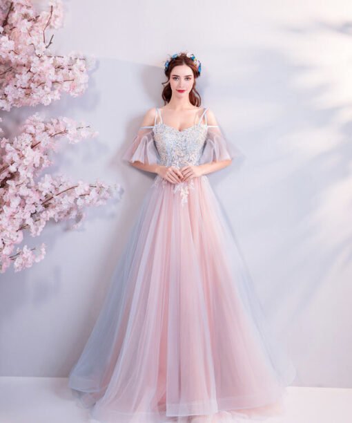 Spaghetti Strap pink dress 963-05