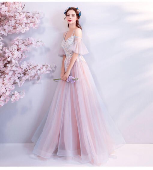 Spaghetti Strap pink dress 963-07