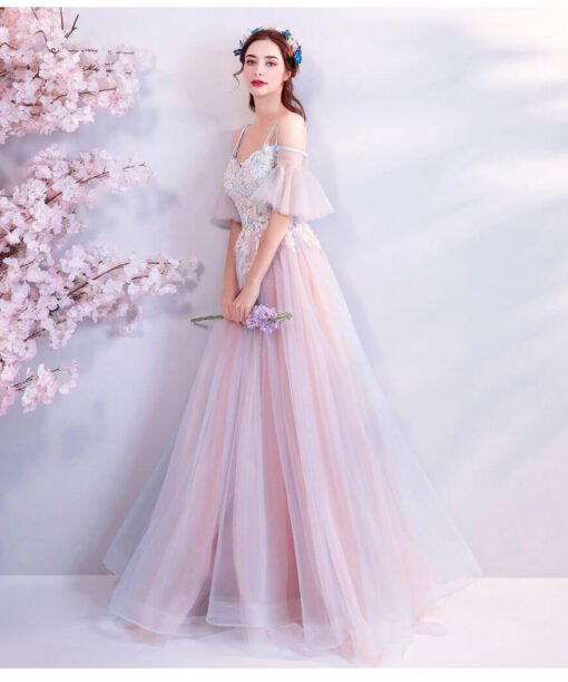 Spaghetti Strap pink dress 963-07