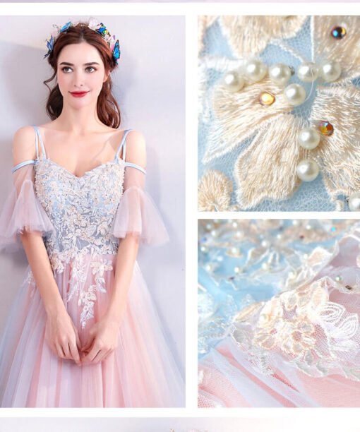 Spaghetti Strap pink dress 963-09