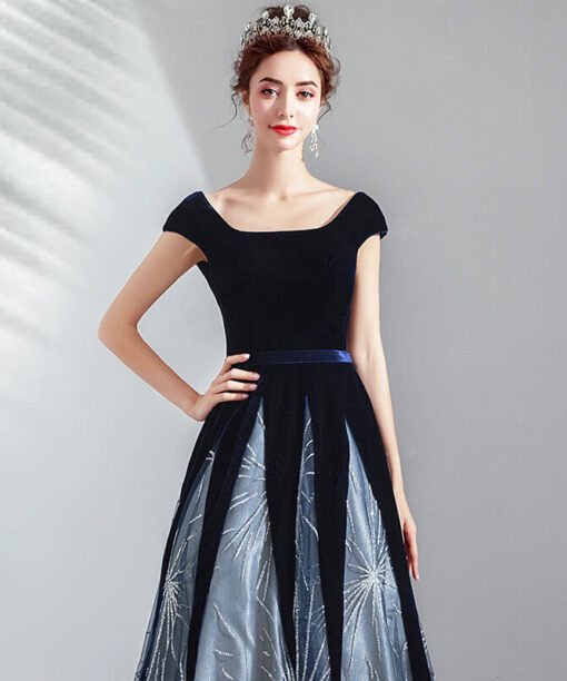 dark blue prom dress 964-01