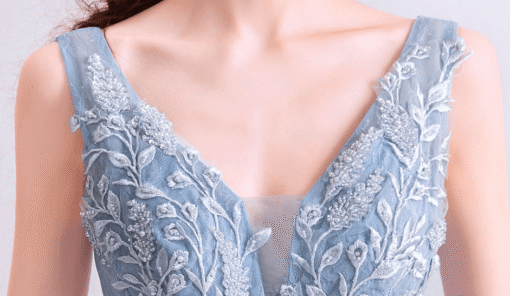 Prom Dress Sale V Neck Blue A Line Long Bridesmaid Dress - Image 6