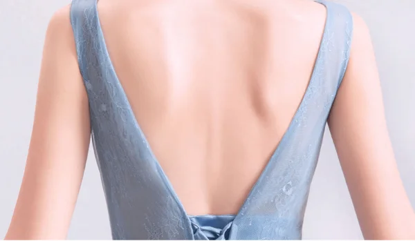 Prom Dress Sale V Neck Blue A Line Long Bridesmaid Dress - Image 7