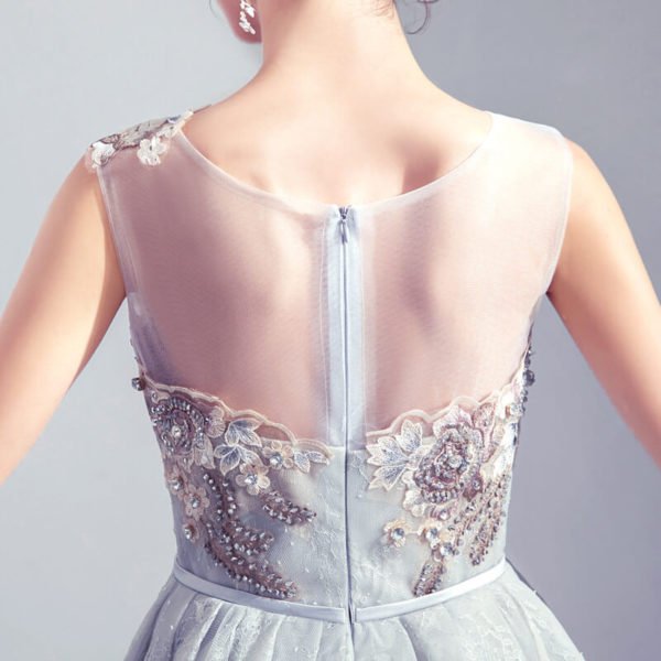 Silver Cocktail Dress Sleeveless A Line Short Prom Dress - Image 6
